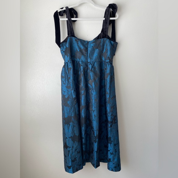 Lulu's Beyond Grateful Black Floral Jacquard Satin Velvet Tie Strap Midi Dress - Picture 9 of 12